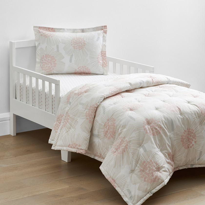 Flower Burst Classic Cool Organic Cotton Percale Toddler Comforter Set