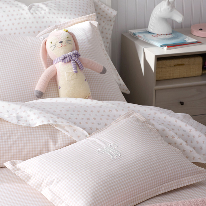 Ditsy Gingham Classic Cool Organic Cotton Percale Sheet Set - Pink, Toddler,Ditsy Gingham Pink
