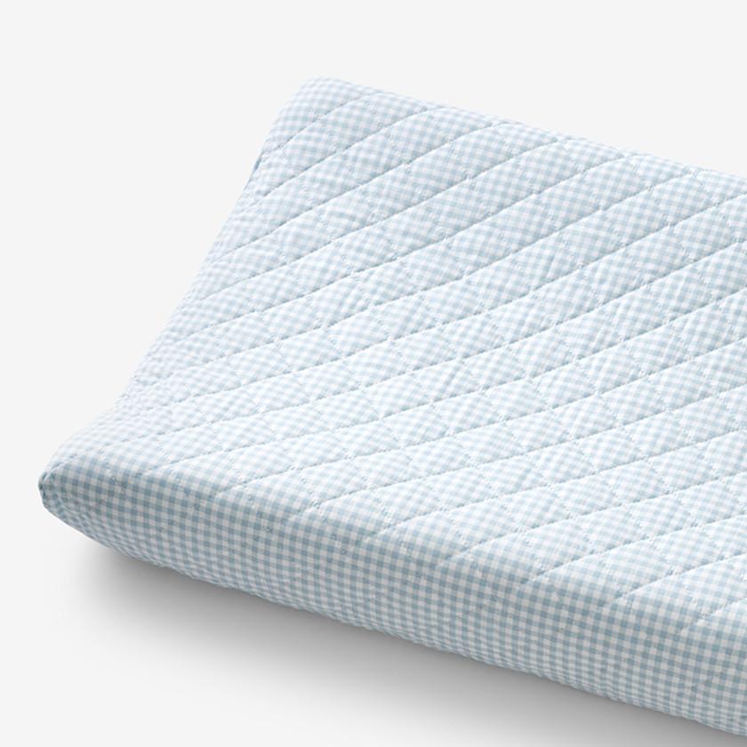 Ditsy Gingham Classic Cool Organic Cotton Percale Quilted Changing Pad Cover