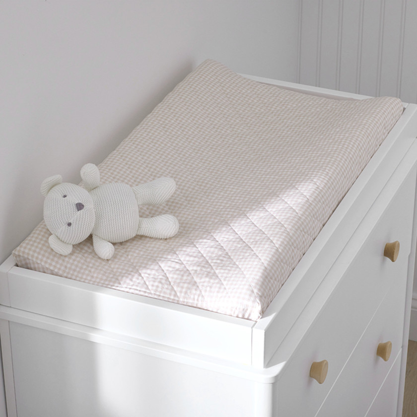 Ditsy Gingham Classic Cool Organic Cotton Percale Quilted Changing Pad Cover - Pink,Ditsy Gingham Pink