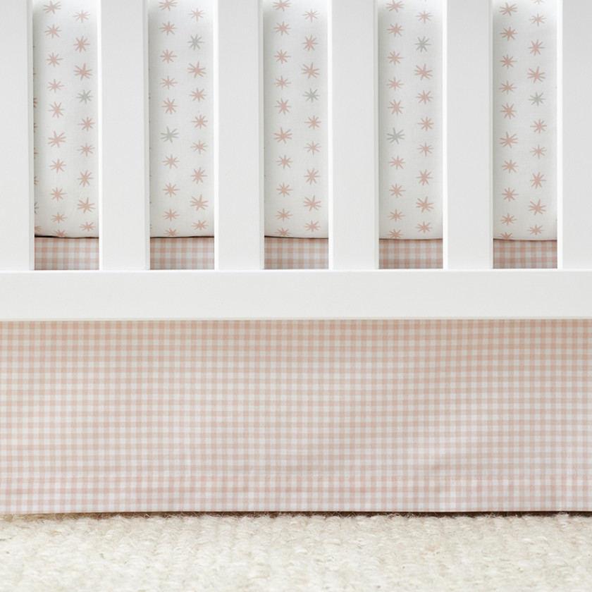 Pink plaid crib skirt outlet