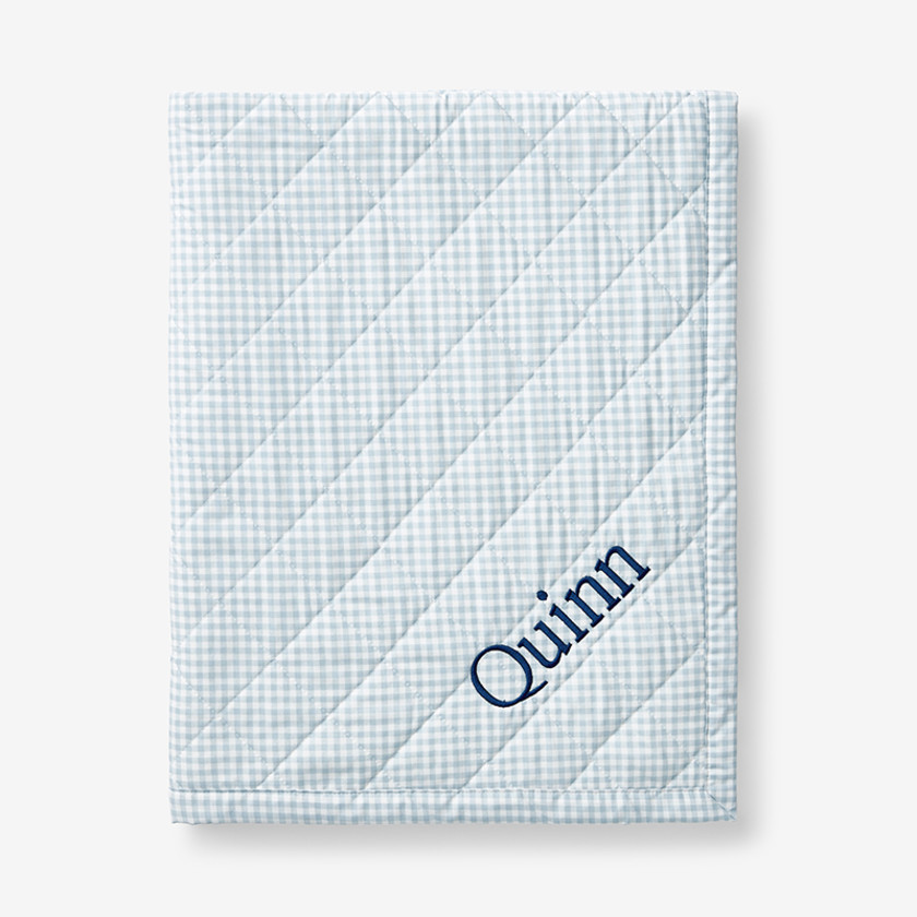 Ditsy Gingham Classic Cool Organic Cotton Percale Quilted Reversible Sherpa Stroller Blanket