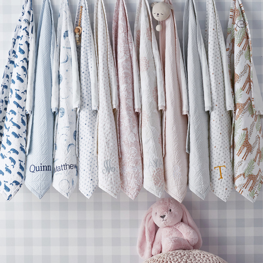 Ditsy Gingham Classic Cool Organic Cotton Percale Quilted Reversible Sherpa Stroller Blanket - Pink,Ditsy Gingham Pink