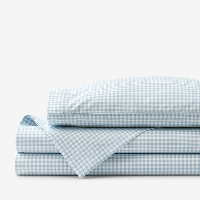 Ditsy Gingham Classic Cool Organic Cotton Percale Sheet Set