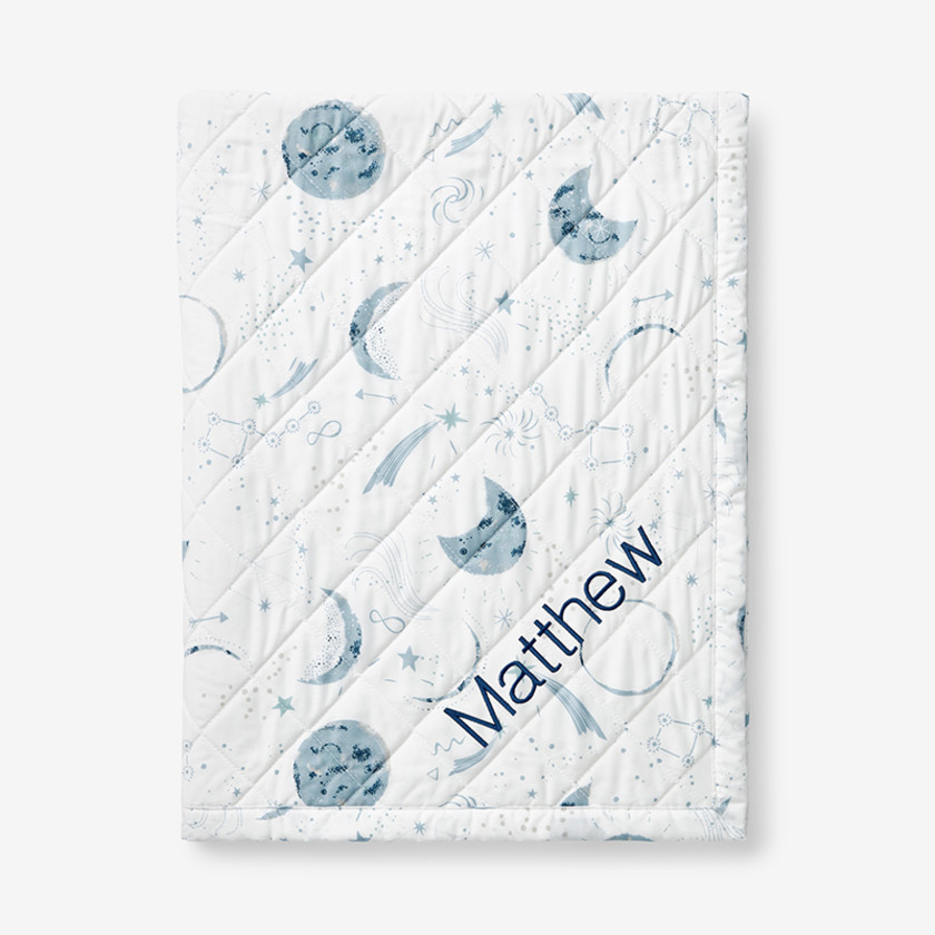 Night Sky Classic Cool Organic Cotton Percale Quilted Reversible Sherpa Stroller Blanket
