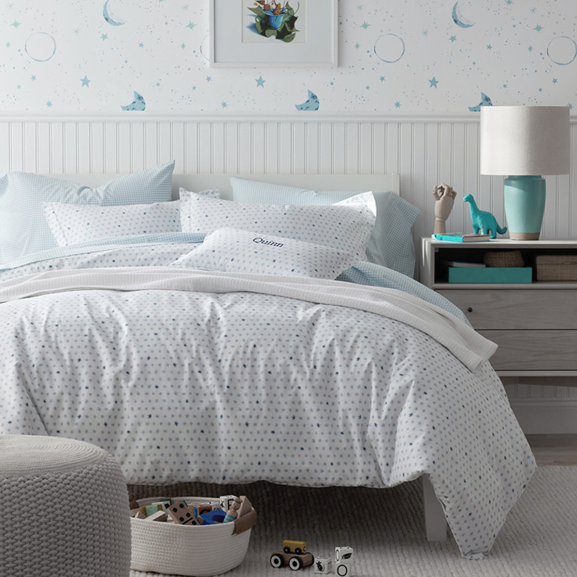 Ditsy Star Classic Cool Organic Cotton Percale Comforter Set - Blue, Twin,Ditsy Star Blue