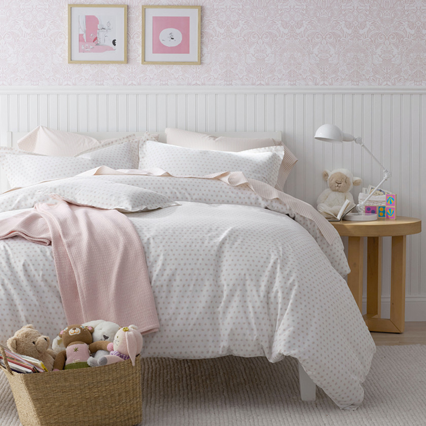 Ditsy Star Classic Cool Organic Cotton Percale Comforter Set - Pink, Twin,Ditsy Star Pink