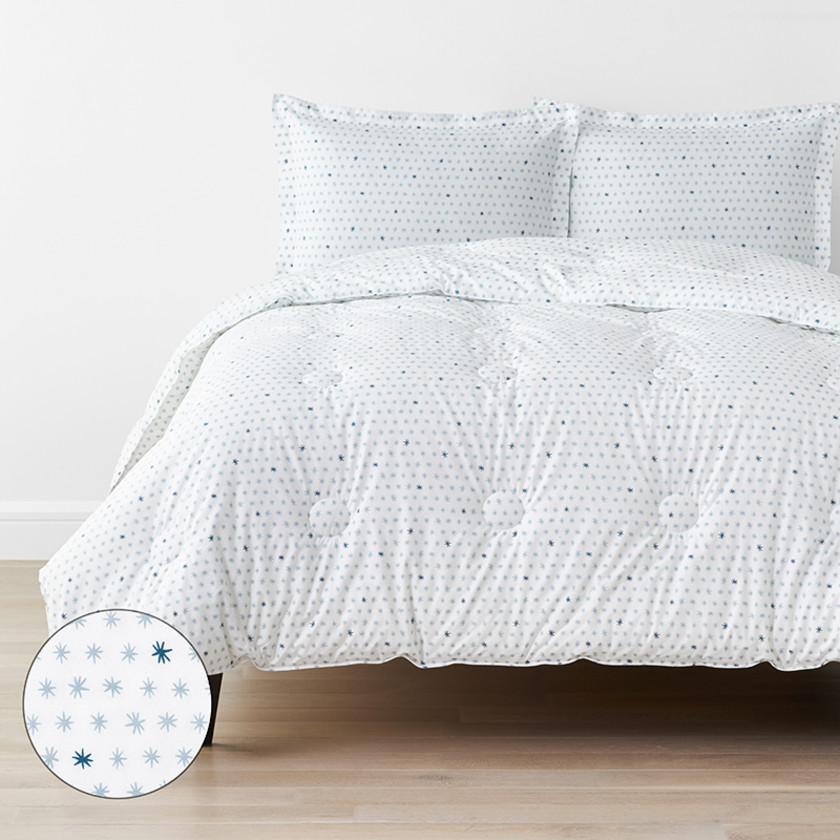 Ditsy Star Classic Cool Organic Cotton Percale Comforter Set