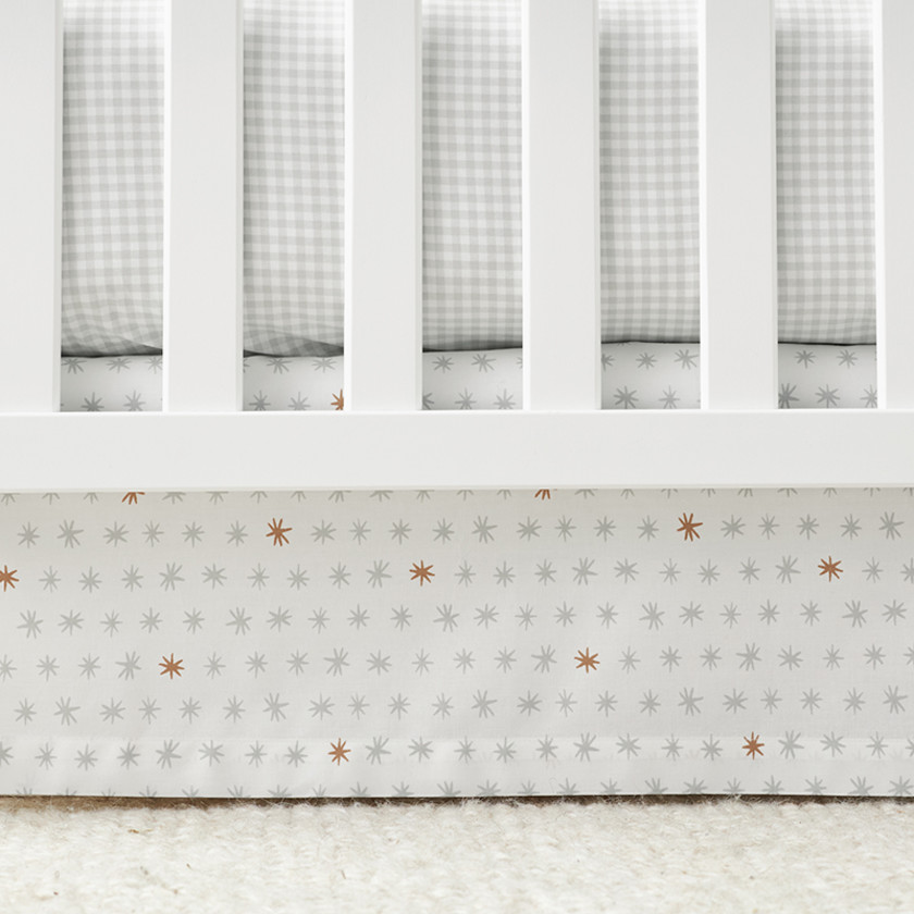 Ditsy Star Classic Cool Organic Cotton Percale Tailored Crib Skirt