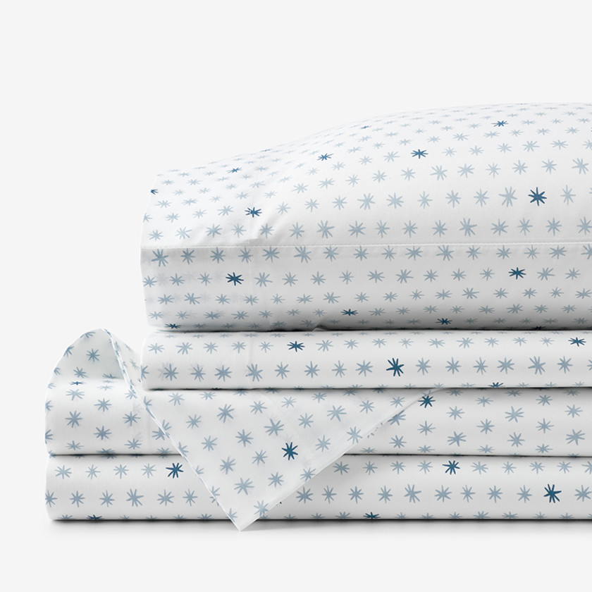 Ditsy Star Classic Cool Organic Cotton Percale Bed Sheet Set
