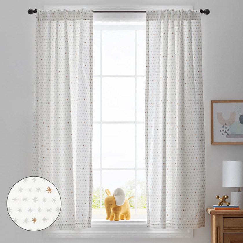 Ditsy Star Classic Cool Organic Cotton Percale Window Curtain