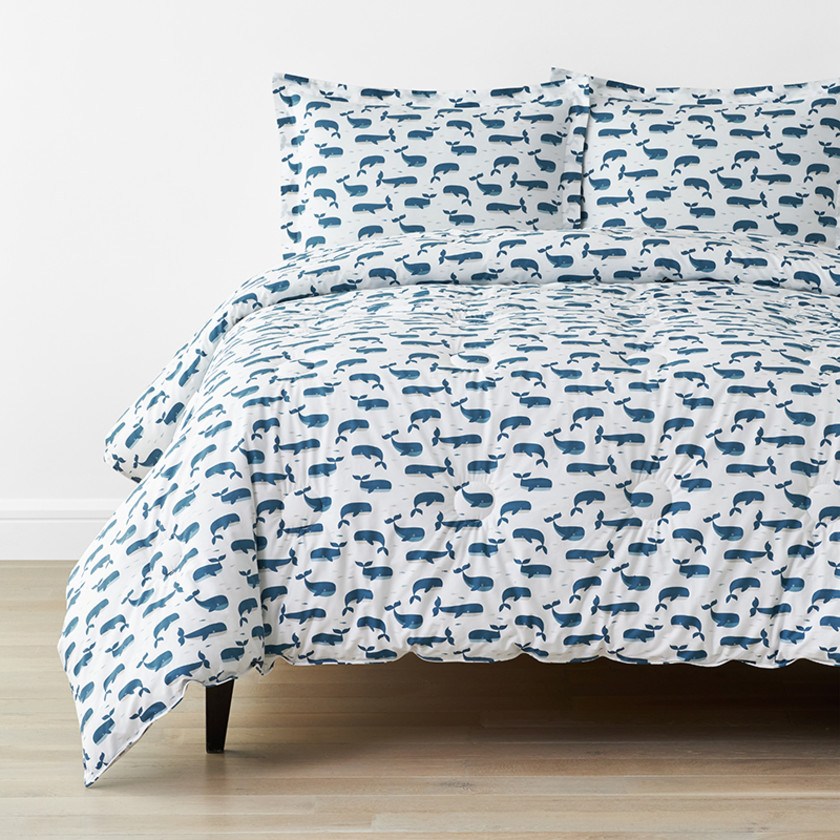 Whale School Classic Cool Organic Cotton Percale Comforter Set