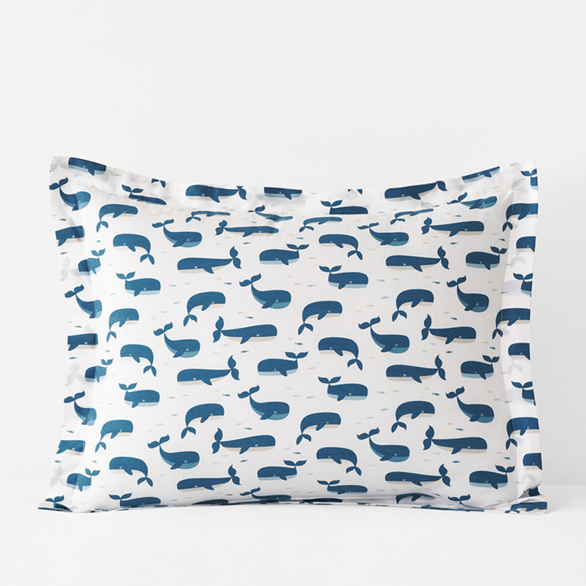 Whale School Classic Cool Organic Cotton Percale Sham