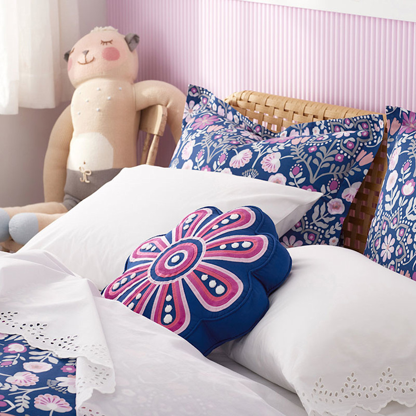 Decorative Shaped Pillow,Navy Flower