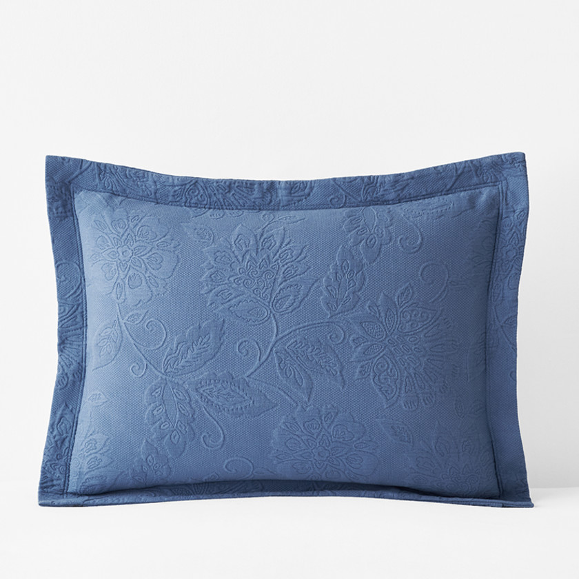 Putnam Cotton Matelassé Sham - Denim,Denim