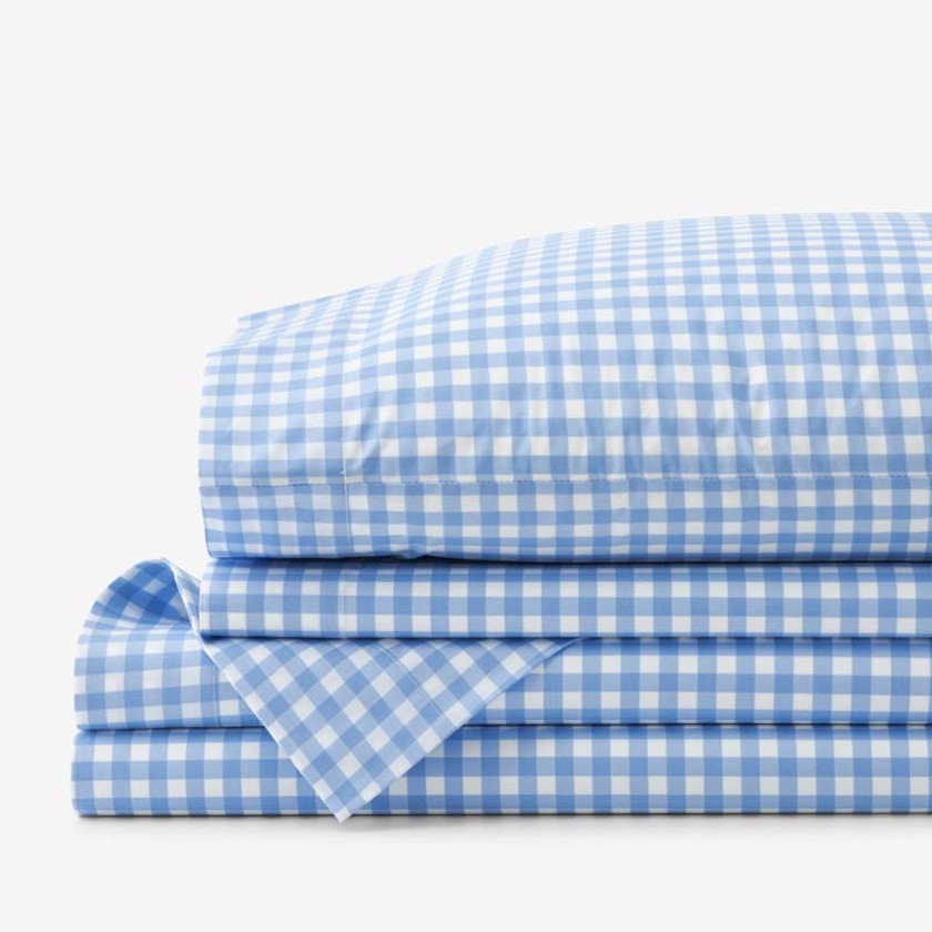 Gingham Classic Cool Organic Cotton Percale Bed Sheet Set