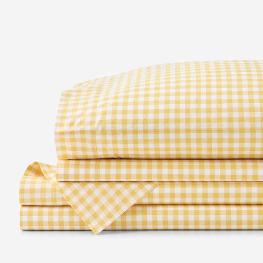 Gingham Classic Cool Organic Cotton Percale Bed Sheet Set