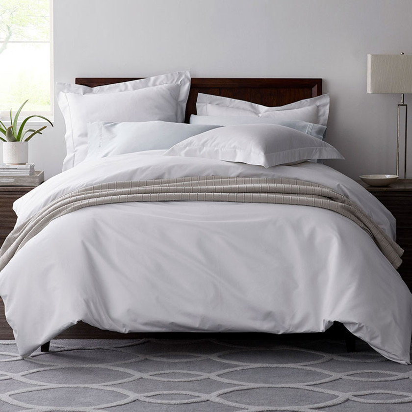 Premium Smooth Egyptian Cotton Sateen Oversized Duvet Cover - White, King/Cal King