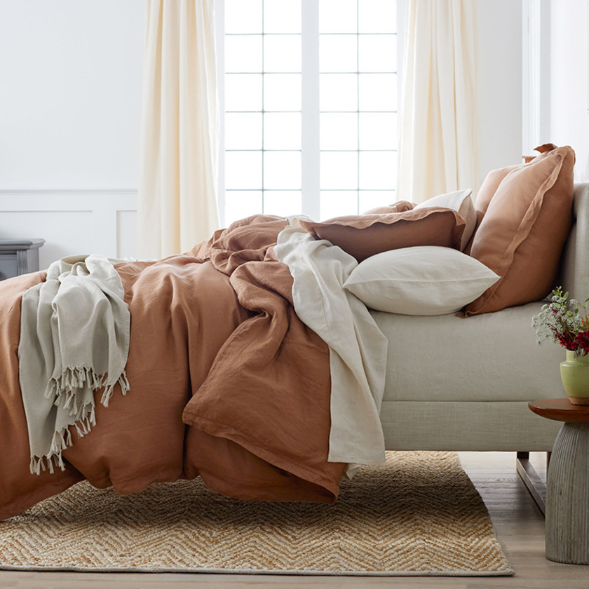 Premium Breathable Relaxed Linen Sham - Clay, Standard,Clay