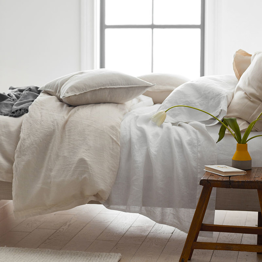 Premium Breathable Relaxed Linen Sham - White, Standard,White