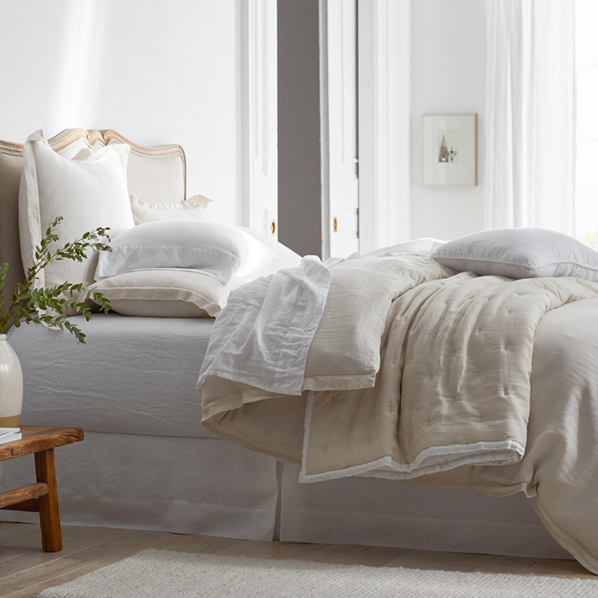 Premium Breathable Relaxed Linen Solid Fitted Bed Sheet - White, Full,White