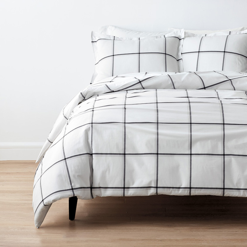 Window Pane Plaid Classic Cool Cotton Percale Bed Duvet Cover