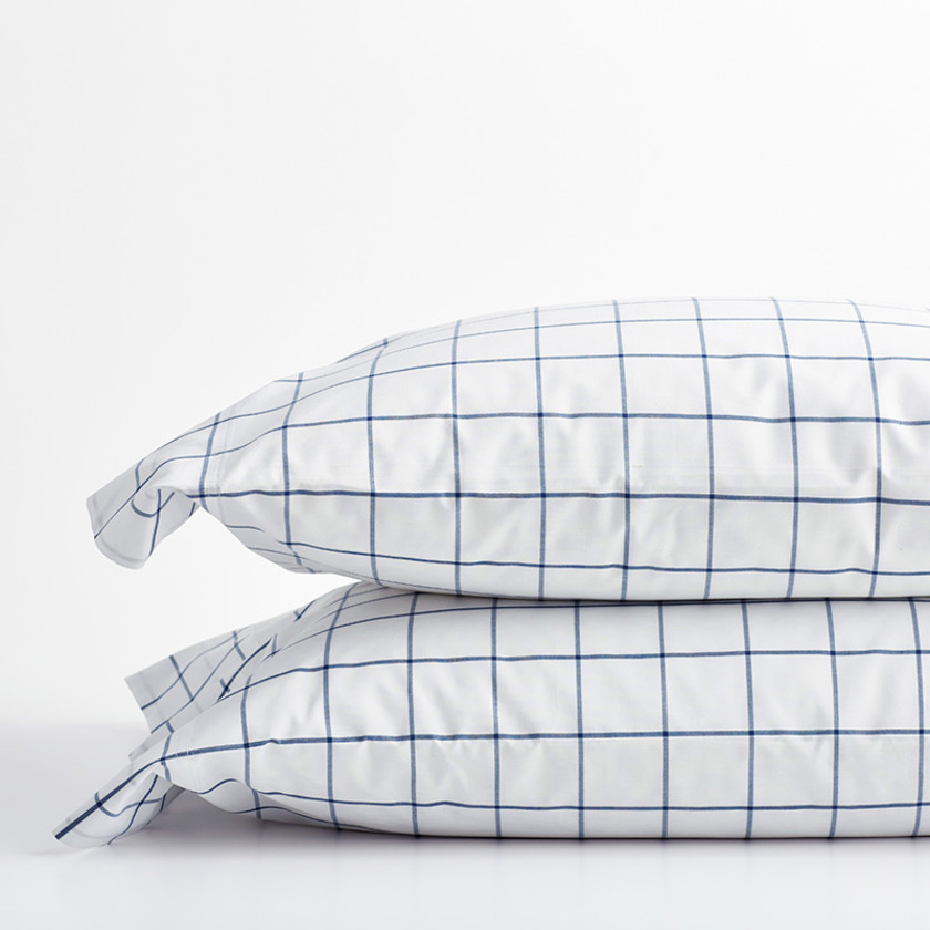 Block Plaid Classic Cool Cotton Percale Pillowcase Set