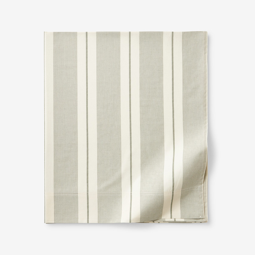 Wide Stripe Classic Cool Cotton Percale Flat Bed Sheet