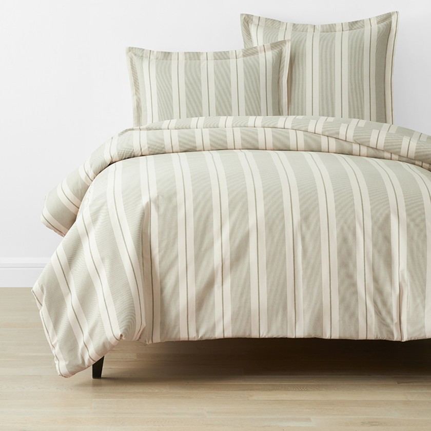 Wide Stripe Classic Cool Cotton Percale Bed Duvet Cover