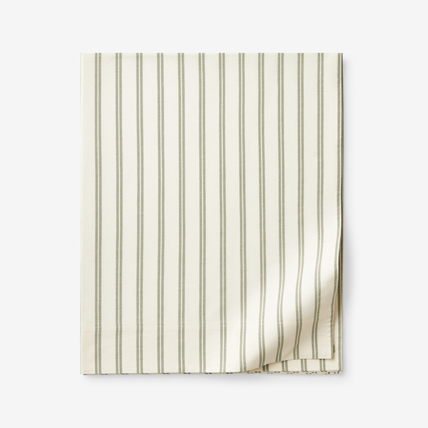 Narrow Stripe Classic Cool Cotton Percale Flat Bed Sheet