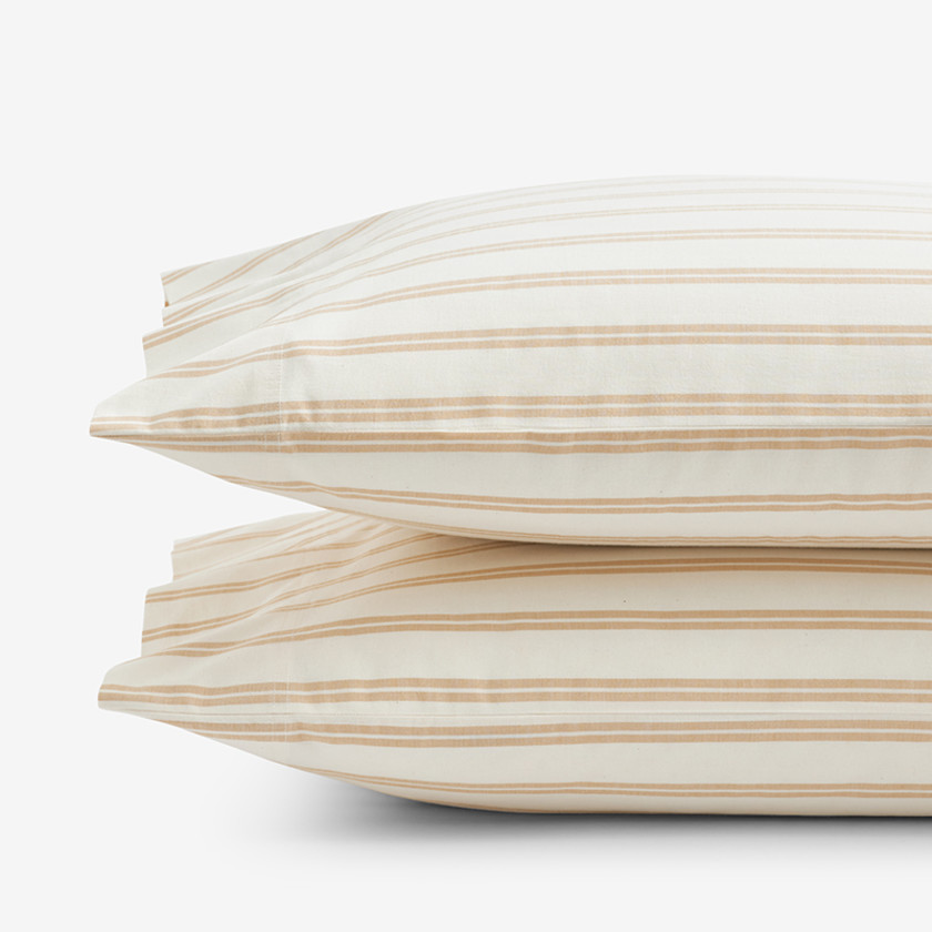 Narrow Stripe Classic Cool Cotton Percale Pillowcase Set