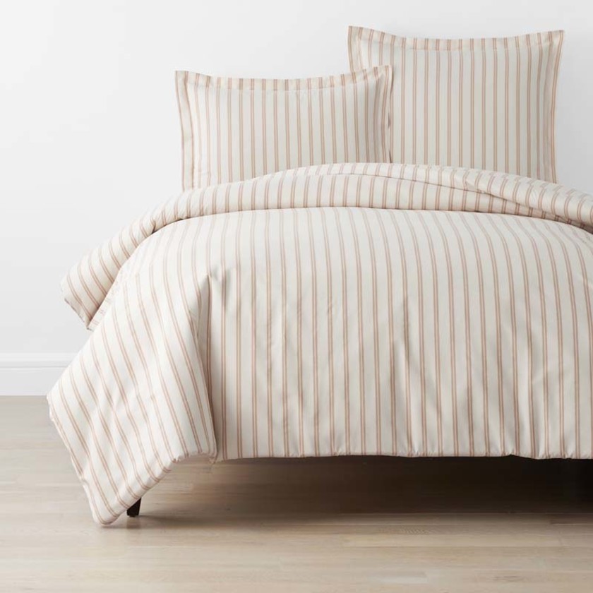 Narrow Stripe Classic Cool Cotton Percale Bed Duvet Cover