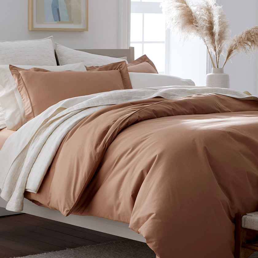 Classic Cool Cotton Percale Pillowcase Set - Clay, Standard,Clay