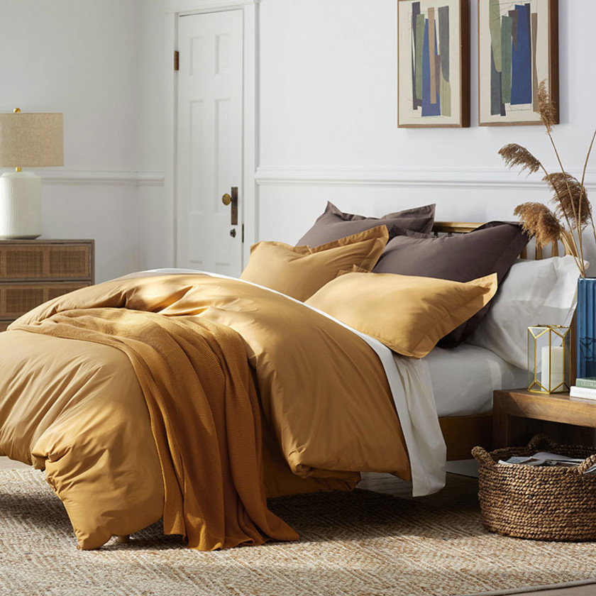 Classic Cool Cotton Percale Pillowcase Set - Amber, Standard,Amber