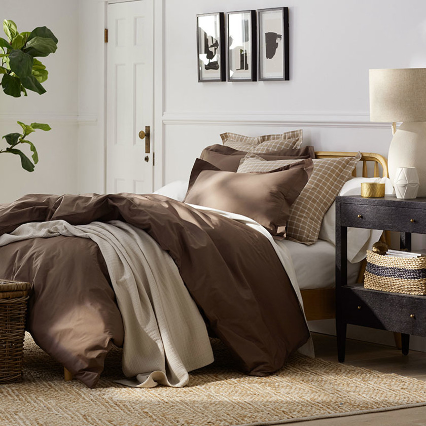 Classic Cool Cotton Percale Flat Bed Sheet - Coffee, Twin/Twin XL,Coffee