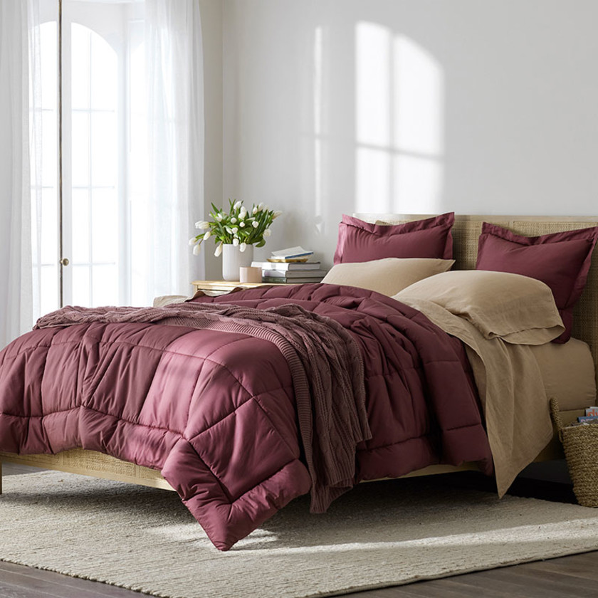 Classic Cool Cotton Percale Comforter - Plum, Twin/Twin XL,Plum