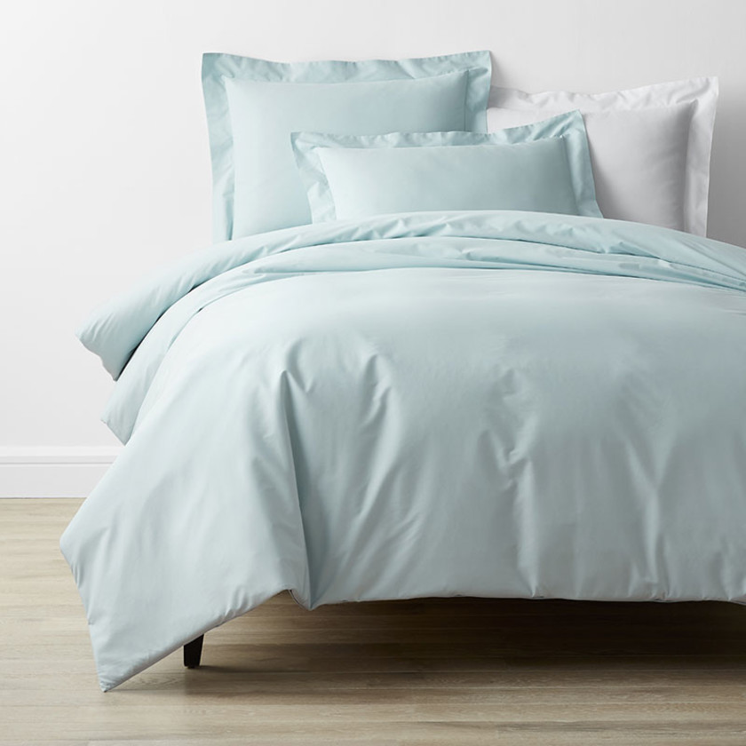 4-Piece Classic Cool Cotton Percale Solid Bedding Bundle - Twin, Pale Blue,Pale Blue