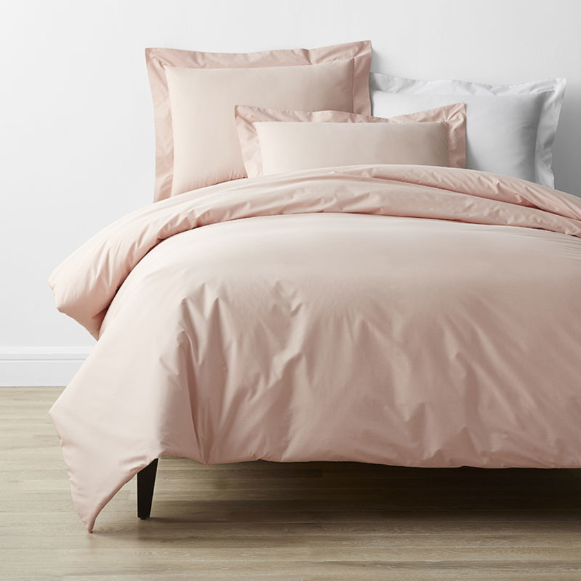 4-Piece Classic Cool Cotton Percale Solid Bedding Bundle - Twin, Peach Nectar,Peach Nectar