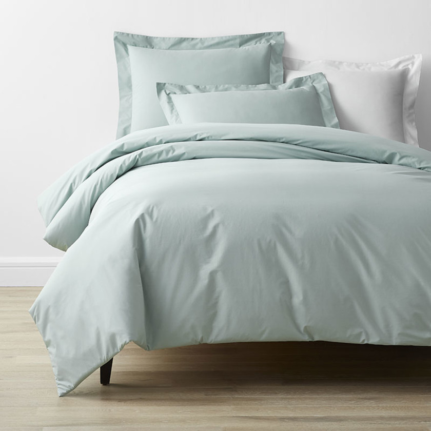 4-Piece Classic Cool Cotton Percale Solid Bedding Bundle - Twin, Sea Mist,Sea Mist