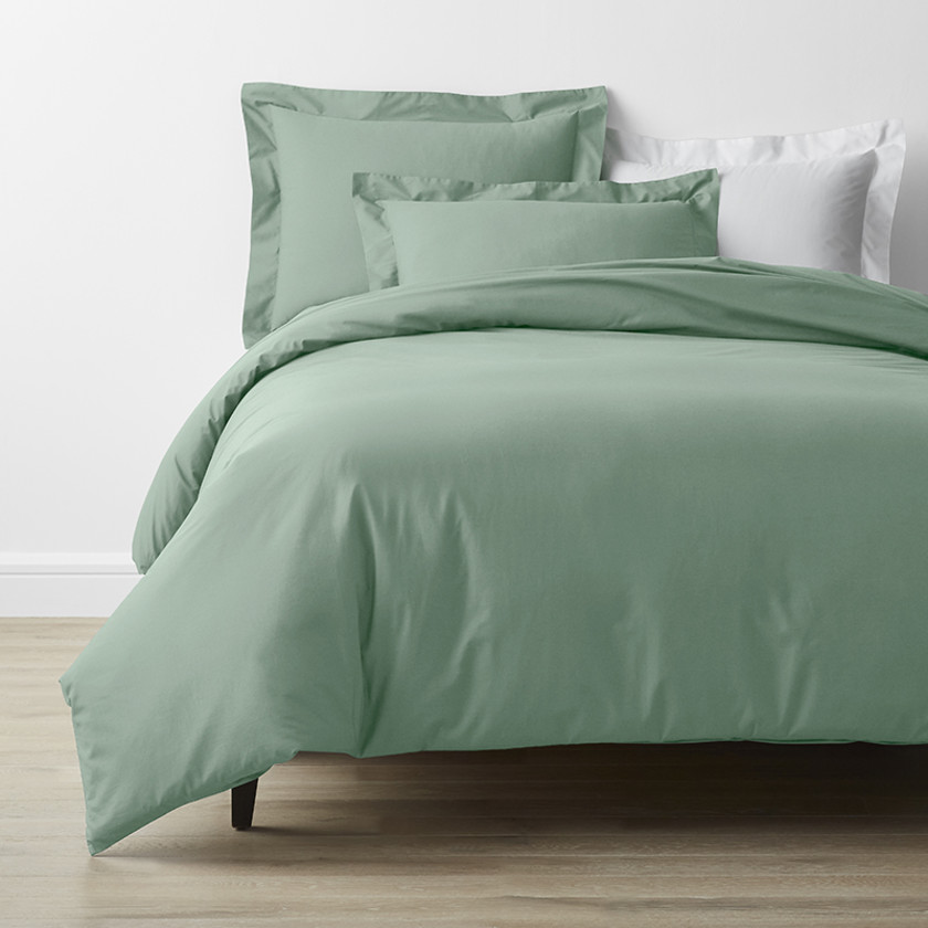 4-Piece Classic Cool Cotton Percale Solid Bedding Bundle - Twin, Thyme,Thyme