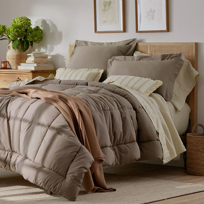 Classic Cool Cotton Percale Comforter - Mocha, Twin/Twin XL,Mocha