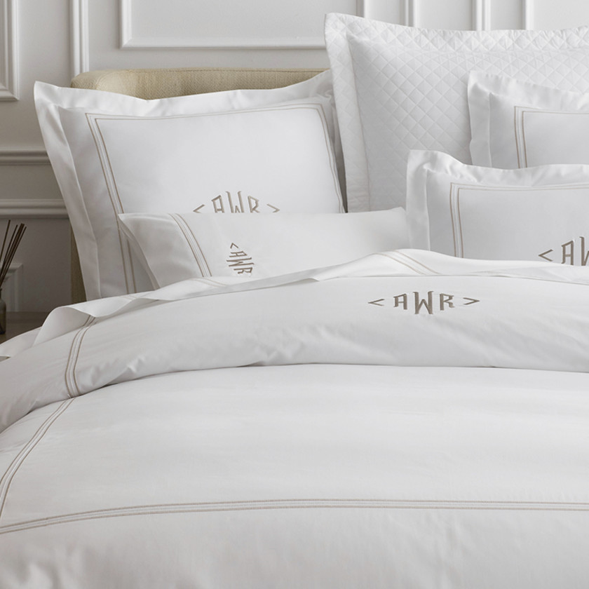 Dorset Stripe Luxe Smooth Egyptian Cotton Sateen Sham,Taupe