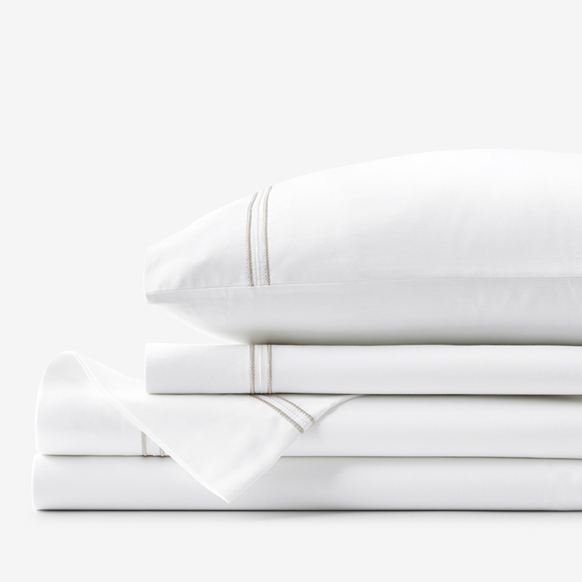 Dorset Stripe Luxe Smooth Egyptian Cotton Sateen Bed Sheet Set