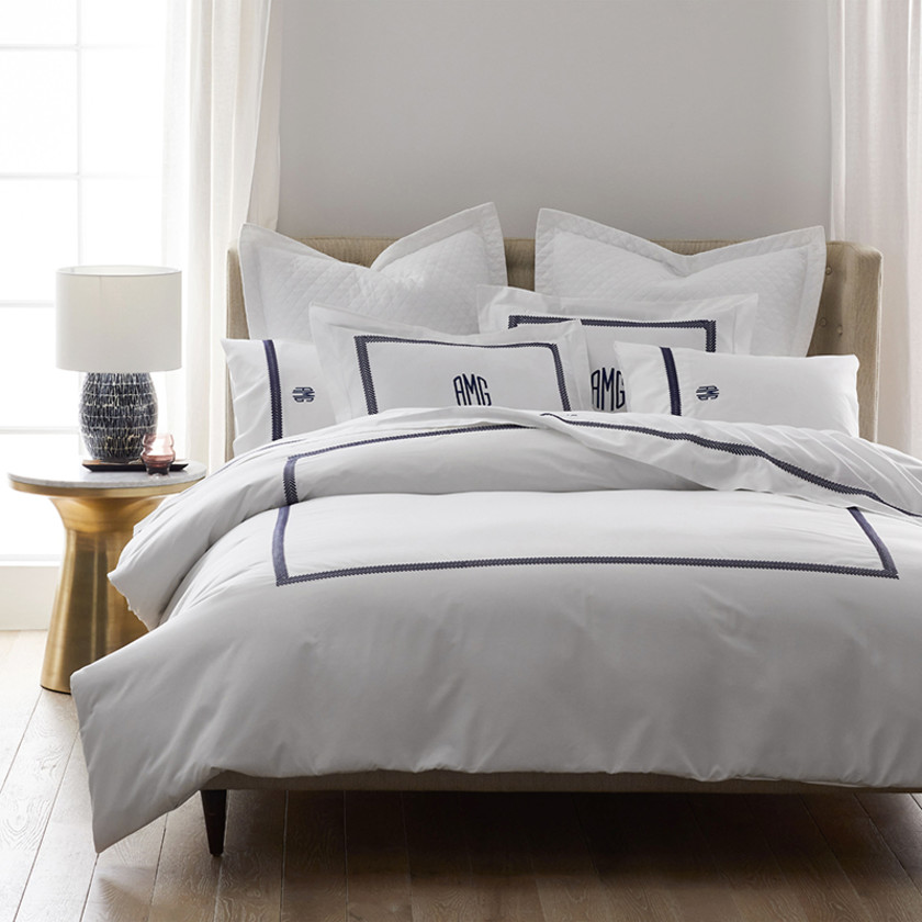 Hewett Luxe Smooth Egyptian Cotton Sateen Duvet Cover - Blue, Full,Blue