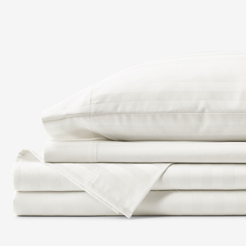 Dobby Stripe Classic Smooth Cotton Wrinkle-Free Sateen Bed Sheet Set