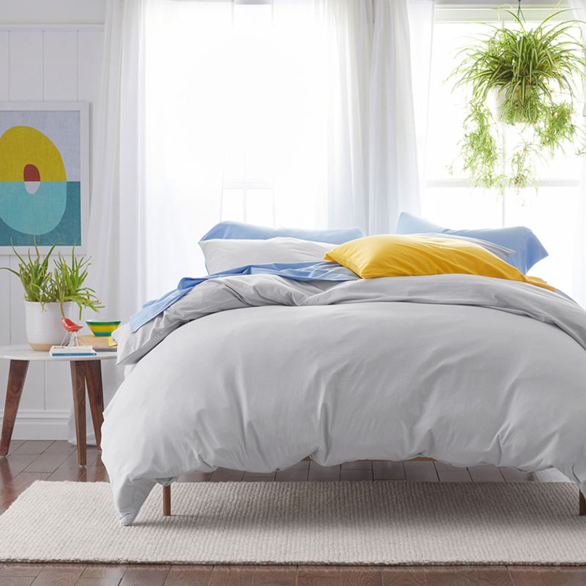 Classic Easy-Care Jersey Knit Bed Duvet Cover Set - White, Twin XL,White