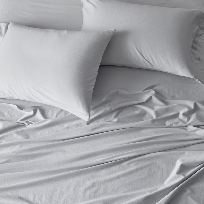 Classic Easy-Care Jersey Knit Bed Sheet Set - Light Gray, Twin XL,Light Gray