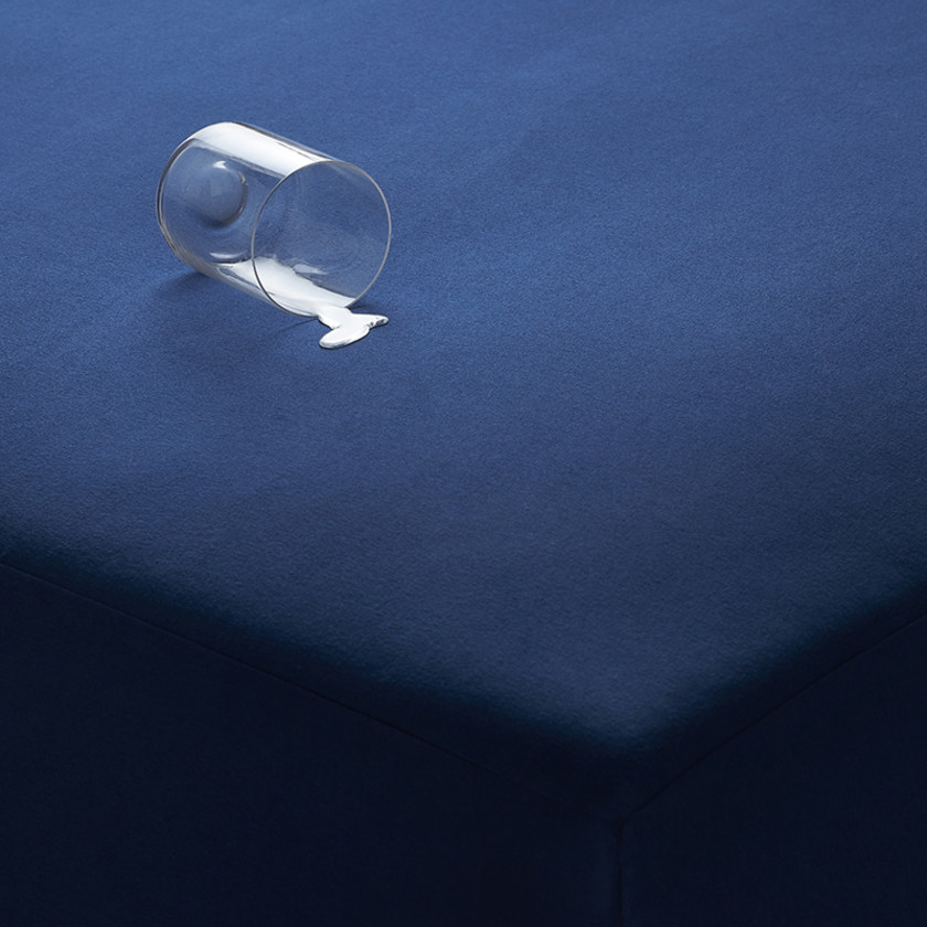 Classic Easy-Care Jersey Knit Waterproof Fitted Bed Sheet - Navy, King,Navy