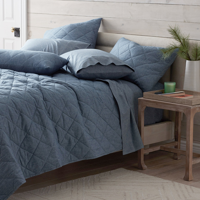 Bromley Premium Ultra-Cozy Flannel Coverlet - Denim, King/Cal King,Denim