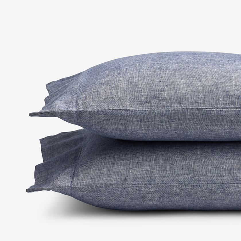 Premium Breathable Relaxed Chambray Linen Pillowcase Set